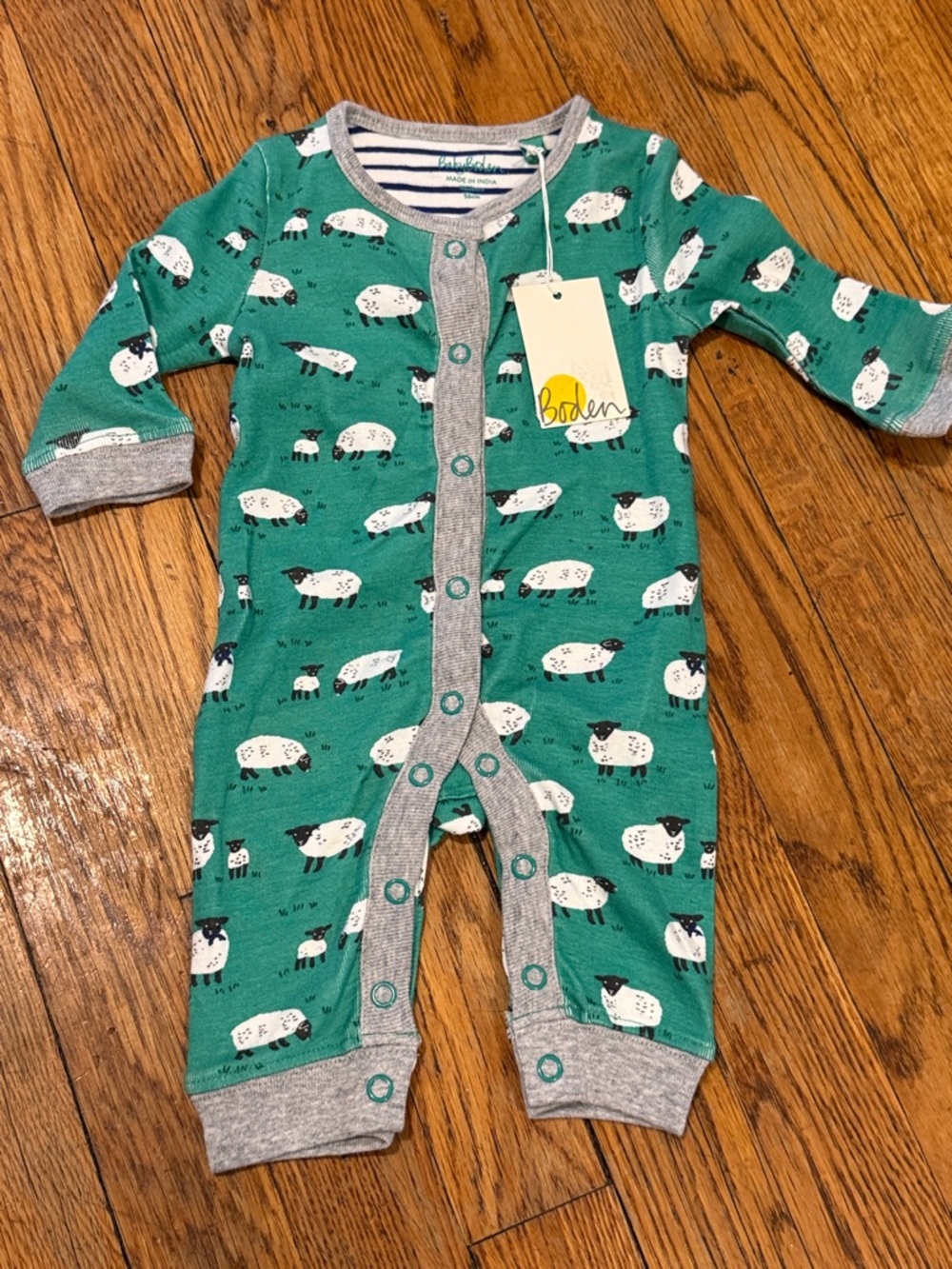 NWT baby boden newborn boy sheep snap one piece coverall onesie NB